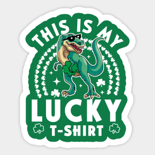 This Is My Lucky Shirt Kids Funny Dinosaur St Patrick's Day Sticker